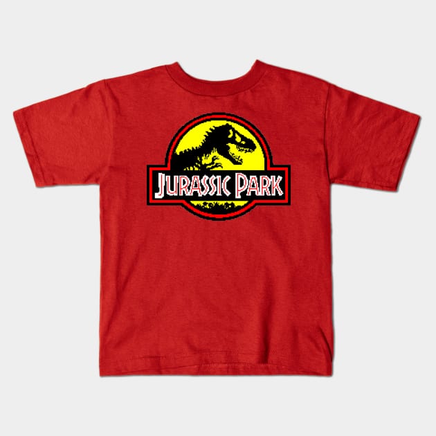 8-Bit Jurassic Park Kids T-Shirt by IORS